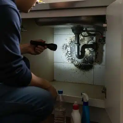 Read more about the article Hidden Mold in Kitchen Cabinets: What to Look for Under the Sink