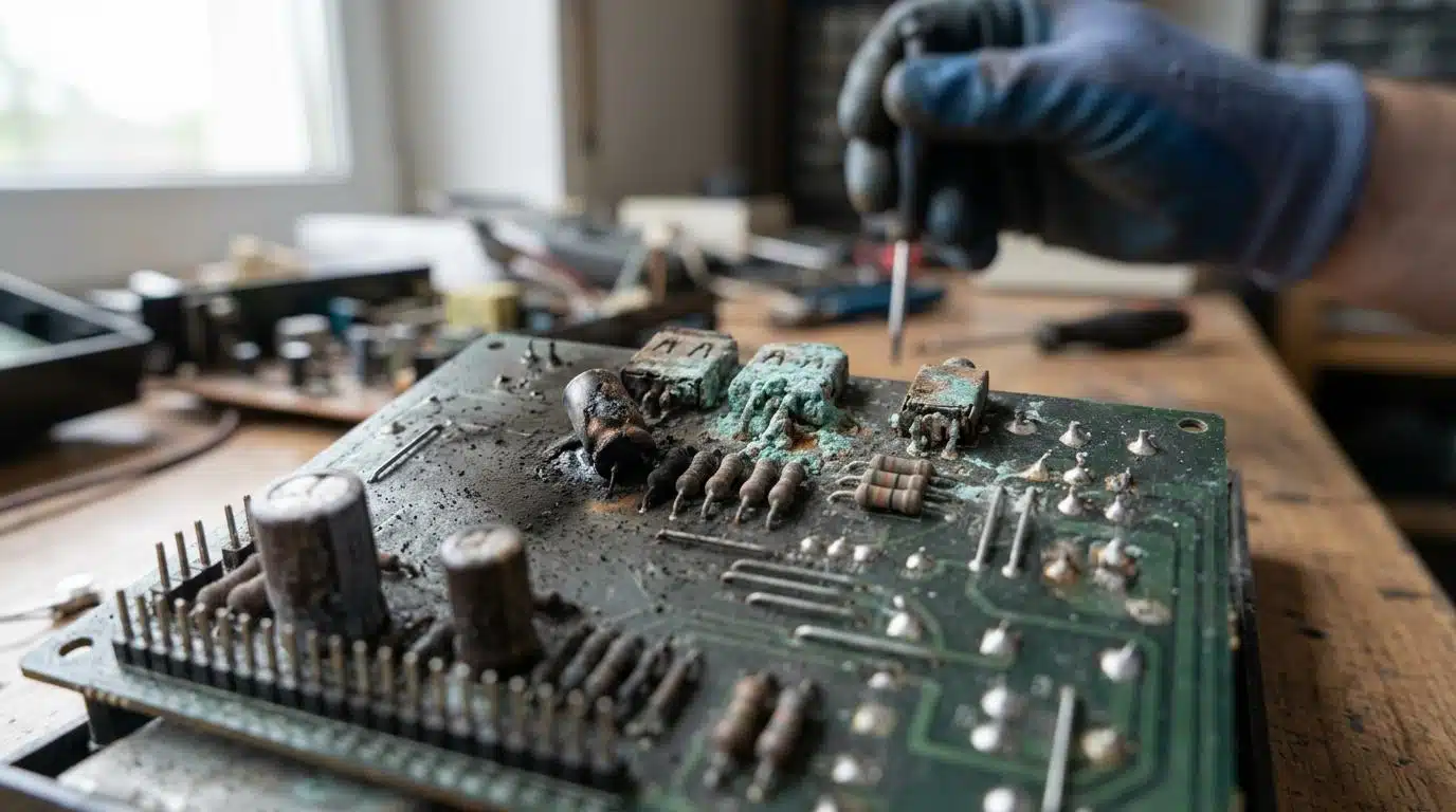 Read more about the article The Invisible Inferno: How Acidic Soot Corrodes Unburned Electronics in Your NYC Brownstone